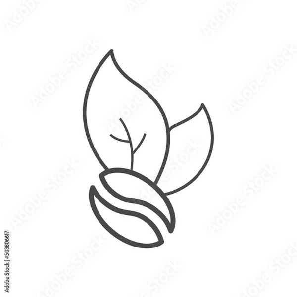 Fototapeta Vector linear icon with coffee bean