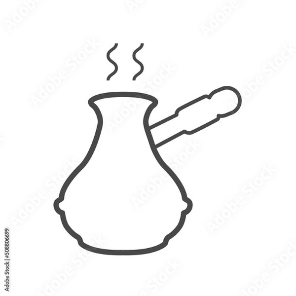 Fototapeta Vector linear icon with coffee turk