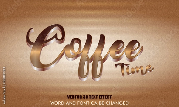 Fototapeta coffee time text effect template design, Editable Text Effect EPS File 