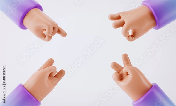 Fototapeta 3d rendering of cartoon hand.