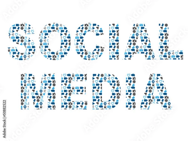 Fototapeta Social media word in icon pattern set