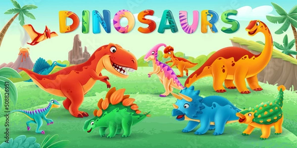 Obraz dinozaury w parku