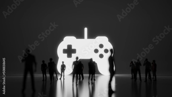 Obraz 3d rendering people in front of symbol of game controller on background