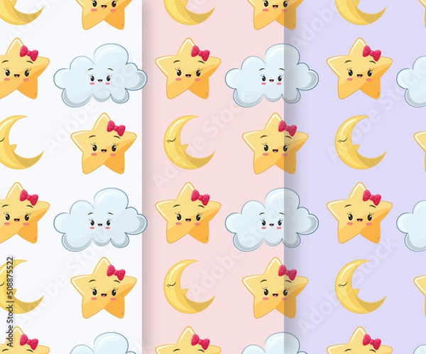 Obraz kid's cute seamless pattern set