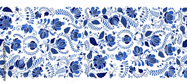 Obraz Gzhel decorative ornament. Seamless Pattern Background