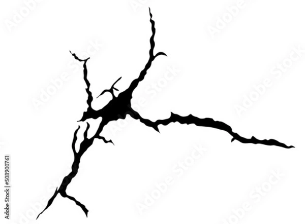 Fototapeta Ground crack. Earthquake and ground cracks, hole effect, craquelure and damaged wall texture. Vector illustrations can be used for topics earthquake, crash, destruction.