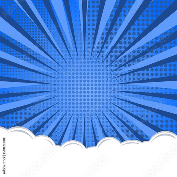 Fototapeta Comic Style Blue Background with Cloud Free Vector