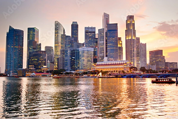 Fototapeta Singapur o zachodzie słońca