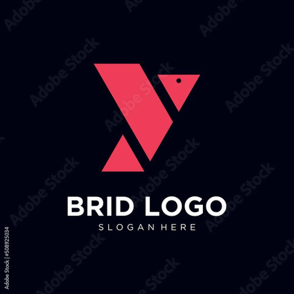 Fototapeta Initial Letter y with bird logo design.