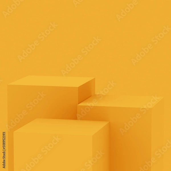 Fototapeta Abstract 3d yellow cube and box podium minimal scene studio background.