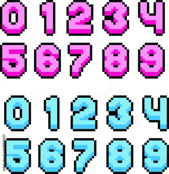 Fototapeta Number Pixel art vector illustration. Numbers image or clip art.