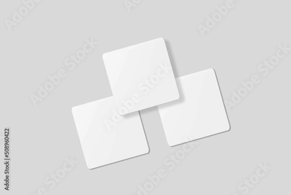 Fototapeta Blank square business card for mockup. 3D Render.
