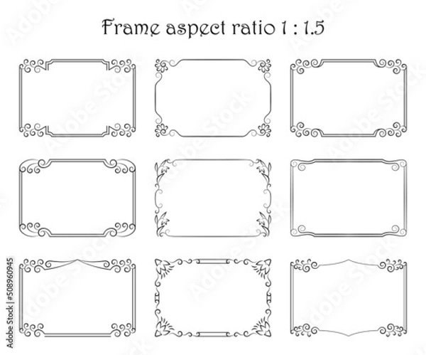 Obraz Set of vector rectangular frames with floral pattern