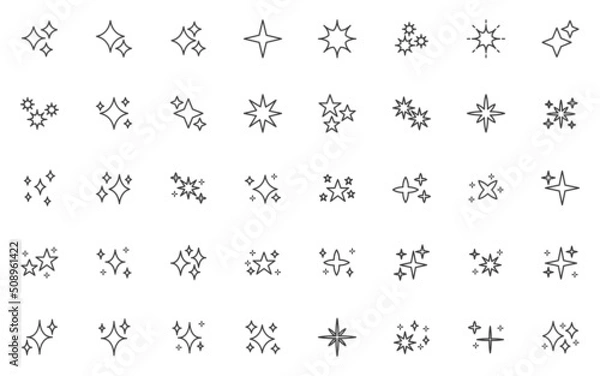 Fototapeta set of star icons, sparkle, burst, light