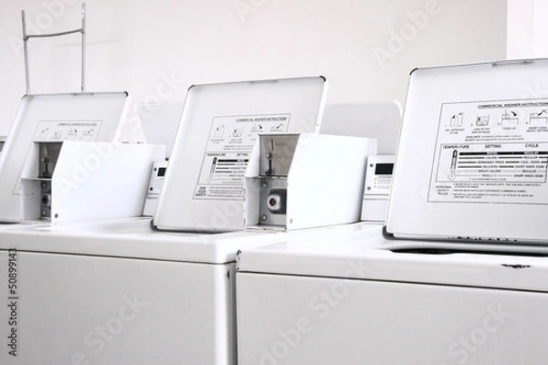 Obraz Laundry mat washer angle view