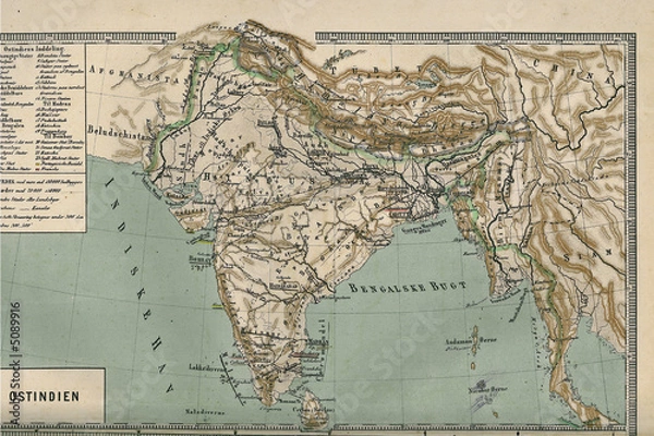 Obraz Old Map of india