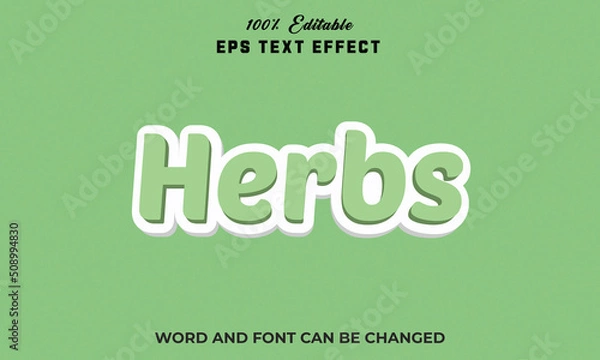Fototapeta Herbs Editable 3d text Effect Style Premium,