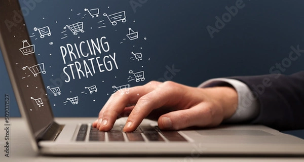 Obraz Businessman working on laptop, e-commerce concept