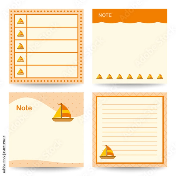 Obraz Set of square notepads with Sailboat
