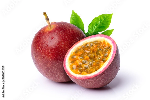 Obraz  passion fruit with leaf on white