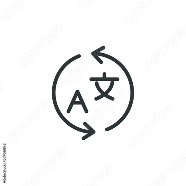 Fototapeta Vector sign of the Language Translation symbol is isolated on a white background. Language Translation icon color editable.
