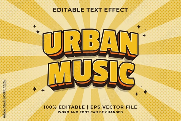 Obraz 3d Urban Music Cartoon Editable Text Effect Premium Vector