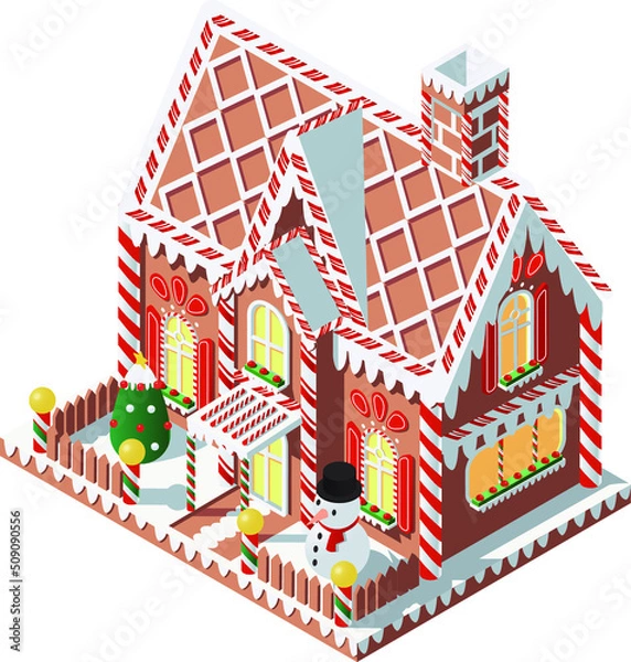 Obraz isometric gingerbread house vector illustration