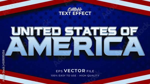 Fototapeta Editable text effect america flag style. Independence day USA 4 July
