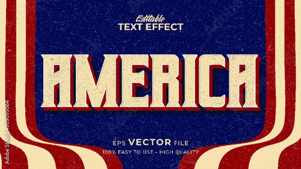 Fototapeta Editable text effect america flag style. Independence day USA 4 July