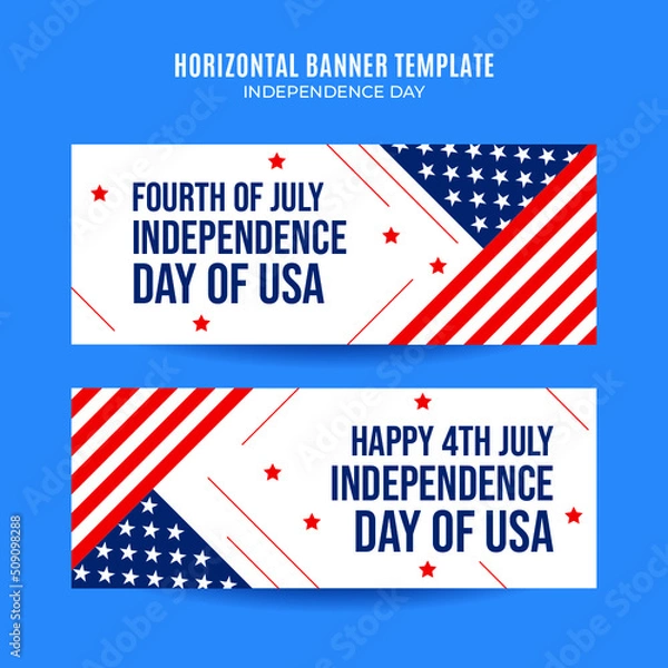 Fototapeta Happy 4th of July - Independence Day USA Web Banner for Social Media Horizontal Poster, banner, space area and background