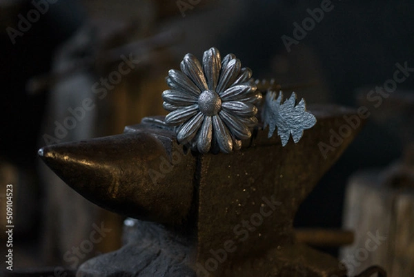 Fototapeta a flower with petals and a stamen, made of metal
