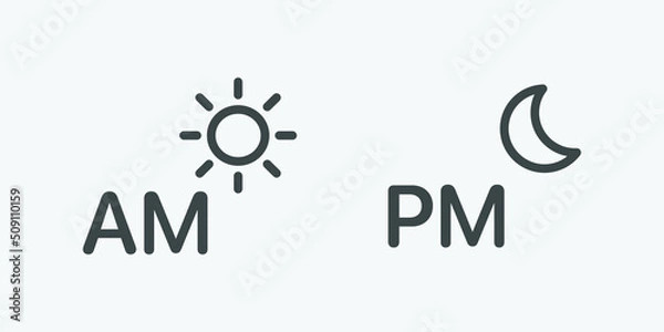 Obraz Am Pm vector icon. Isolated time icon vector design. Designed for web and app design interfaces.