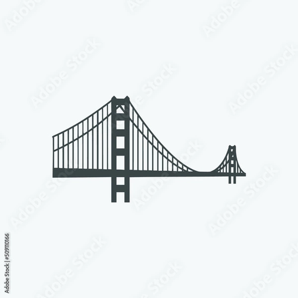 Fototapeta Golden gate bridge vector icon. Isolated gate icon vector design. Designed for web and app design interfaces.