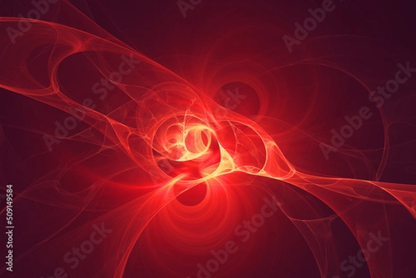Obraz Red dynamic lighting wave 3d rendering in the science and technology style 