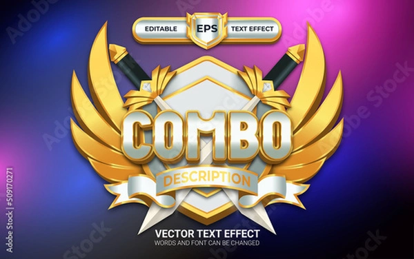 Obraz Combo Badge with Editable Text Effect and Golden Style