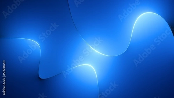 Obraz 3d rendering, abstract modern minimal wallpaper with wavy lines glowing over the blue background