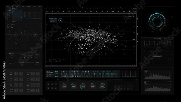 Fototapeta Sci-Fi futuristic user interface hud design panel 003