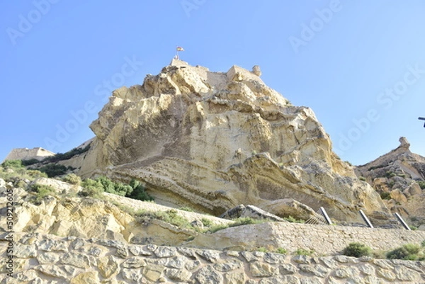 Fototapeta Alicante, Spain - 10 november 2019: Neighbourhood of Santa Barbara Castle