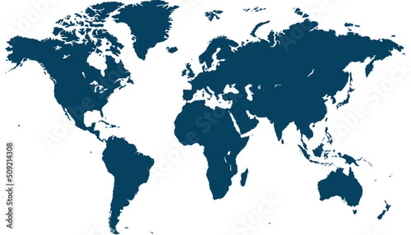 Fototapeta World map. Color vector modern. Silhouette map.	