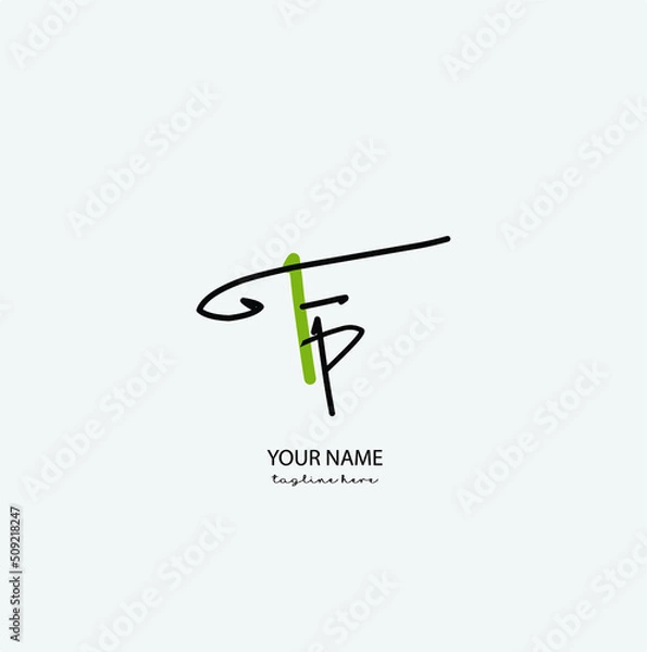 Fototapeta Fp Initial Letter handwriting logo hand drawn template vector