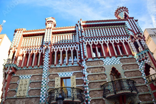 Fototapeta Barcelona, Spain - October 3, 2019: Casa Vicens designed and built by Antonio Gaudi