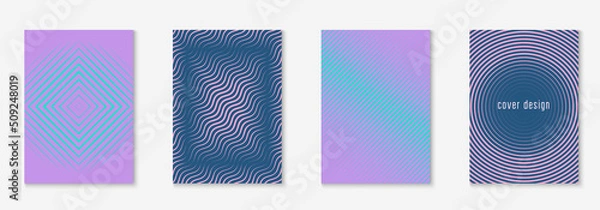 Fototapeta Gradient cover template with line geometric elements and shapes.