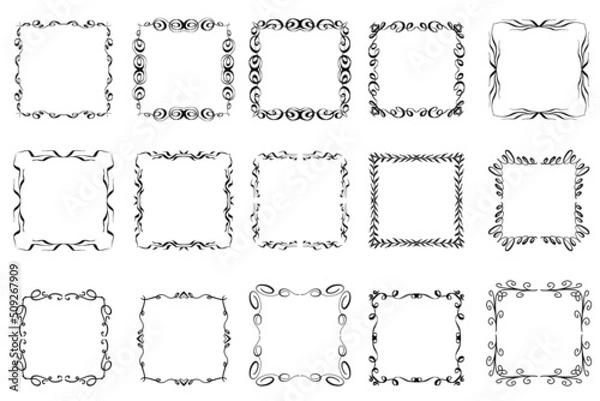 Fototapeta Vector Calligraphic Ornamental Frames Collection. Elegant retro flourish design elements set. Vintage graphic embellishment.