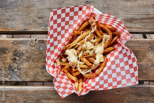 Obraz Top view of poutine