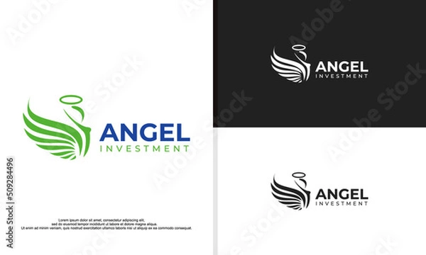 Fototapeta logo illustration vector graphic of angel investment. suitable for investment, financial company, etc.