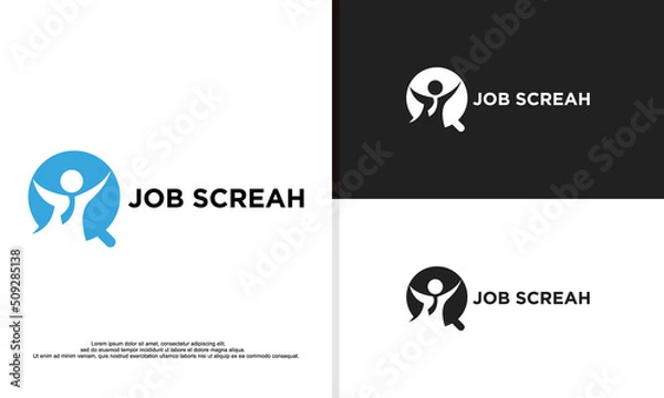 Obraz logo illustration vector graphic of simple magnifying glass combined with people, fit for jobstreet company, training, etc.