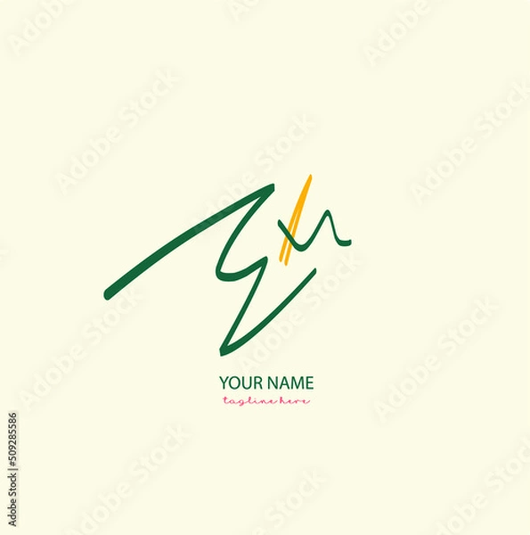 Fototapeta Logo vector of EX initial handwriting