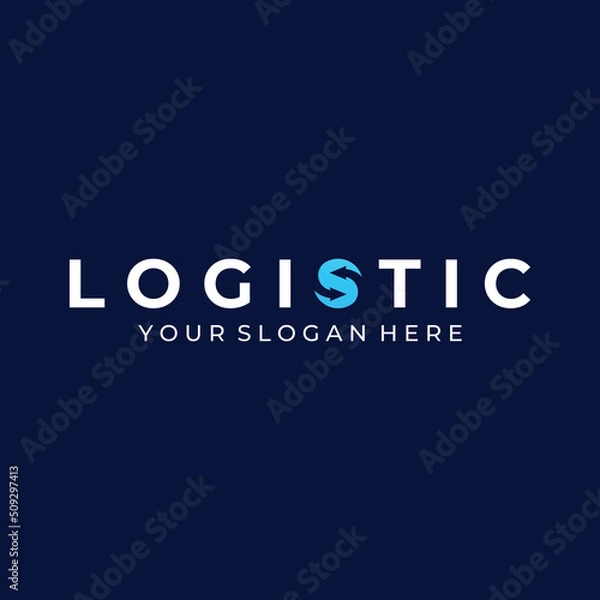 Fototapeta Logistics company vector logo, arrow icon logo, fast digital delivery logo. Using simple and easy logo vector editing.