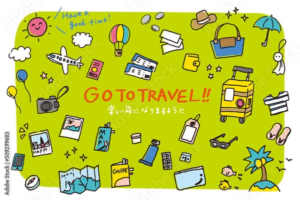 Fototapeta Go to トラベル　旅行の持ち物