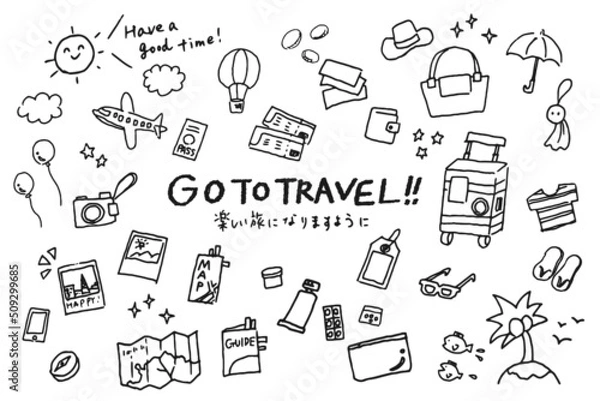 Fototapeta Go to トラベル　旅行の持ち物